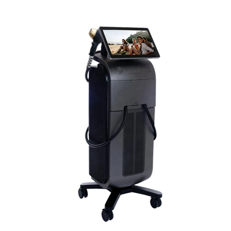 Macchina per la rimozione dei peli con laser a diodi con pulsante di arresto di emergenza, dotata di sistema di raffreddamento ad acqua e aria a semiconduttore per garantire la rimozione dei peli